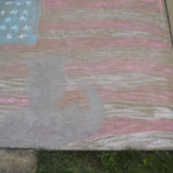 THANK YOU TO OUR VETERANS. CHALK DRAWING DONE BY MY NEPHEW.